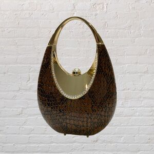 Brown snakeskin rhinestone mini clutch